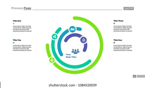 Five layer circular chart slide template. Business data. Graph, diagram, comparison. Creative concept for infographic, presentation. Can be used for topics like recruitment, management, marketing