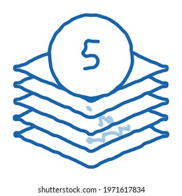 Five Layers sketch icon vector. Hand drawn blue doodle line art Five Layers sign. isolated symbol illustration