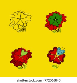 Five leaf clover. Five heart flower.