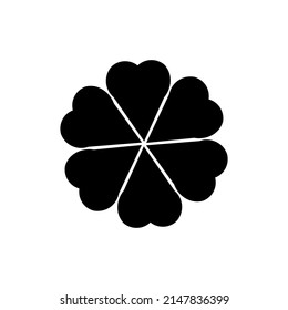 Five leaf clover icon. Black icon isolated on white background. Clover silhouette. Simple icon. Web site page and mobile app design vector element. Free Vector