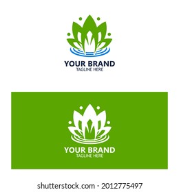 Five leaf logo concept isolated on white and green background