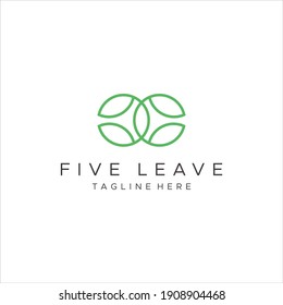 Five leave logo design vecor template