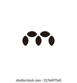 Five leaves letter m geometric symbol simple logo vector