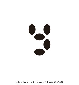 Five leaves letter y geometric symbol simple logo vector
