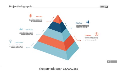 Five level pyramid chart. Diagram, slide, template. Creative concept for infographics, presentation, project, report. Can be used for topics like business, marketing, analysis