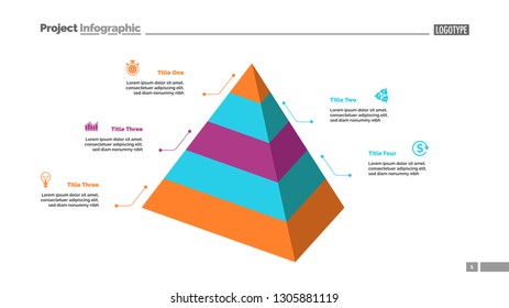 Five level pyramid chart. Diagram, slide, template. Creative concept for infographics, presentation, project, report. Can be used for topics like business, marketing, analysis
