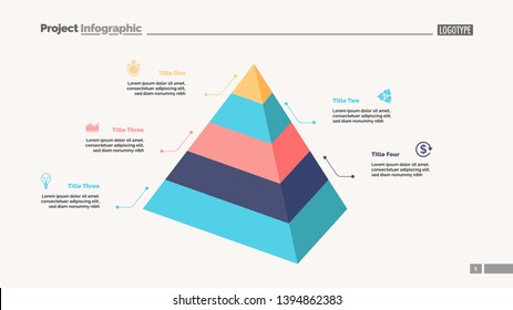 Five level pyramid chart. Diagram, slide, template. Creative concept for infographics, presentation, project, report. Can be used for topics like business, marketing, analysis