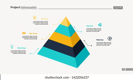 Five level pyramid chart. Diagram, slide, template. Creative concept for infographics, presentation, project, report. Can be used for topics like business, marketing, analysis