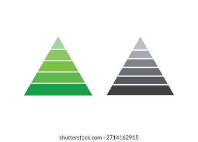cinco níveis de Pirâmide Triangular. Gráficos de pirâmide com 5 níveis. Níveis do conjunto de ícones da pirâmide triangular. Ilustração vetorial. eps10