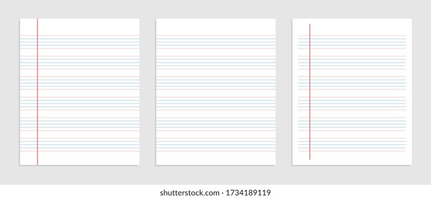 five line english paper sheet of notebook