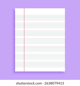 five line english paper sheet of preschool notebook vector 