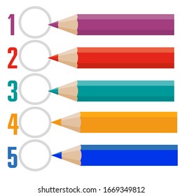 five line for text in the form of pencils