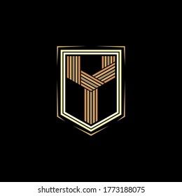 Five lines of letter Y with hexagonal frame. Suitable for initial logo, brand, identity for gaming, fashion, military, and hobby. Badge, emblem vector design. 