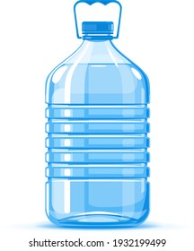 Contenedor de botellas de agua plásticas de cinco litros con ilustración de la calidad del mango sobre fondo blanco, servicio de entrega de agua de agua fresca purificada ilustración aislada