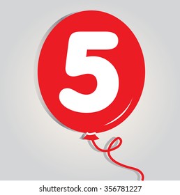 Five  logo with balloon. Vector illustration.