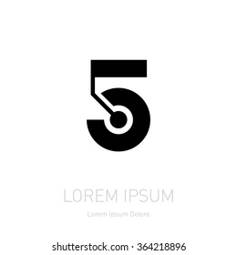Five logo icon template. Five abstract logotype. Five modern symbol silhouette. Five isolated icon. Five company name brand.