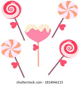 Five lollipops on a white background, a vector chart