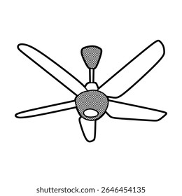 five long propeller hanging fan black and white