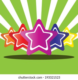Five lovely star. Rounded star icon and background. vector / illustration