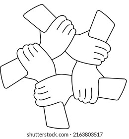 Five Man Shaking Hands, Vector Illustration