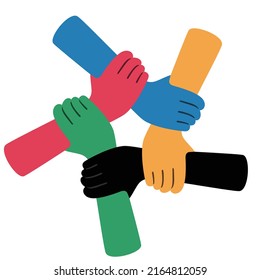 Five Man Shaking Hands, Vector Illustration