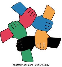 Five Man Shaking Hands, Vector Illustration