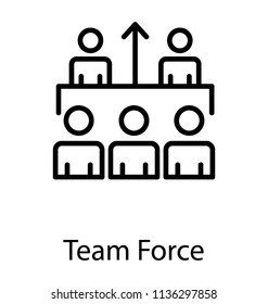 Five members of team in which two are team leaders, all attached together, conceptualizing teamforce icon 