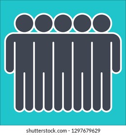 Five men stands with his hands down created in flat style. The design graphic element is saved as a vector illustration in the EPS file format.