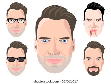 Five men's different portraits