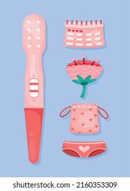 five menstruation cycle set icons