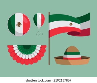 five mexico culture set icons