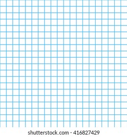 Five millimeters square grid cyan colour on white seamless pattern