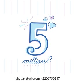 Five million followers or subscribers celebration design with line art style