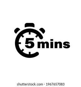 Five minute vector icon. Time left symbol isolated. Stopwatch black sign Vector EPS 10