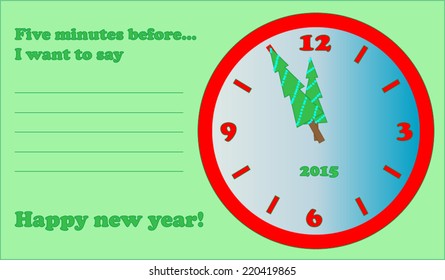 Five minutes before new year 2015. Vector illustration