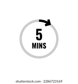 Five Minutes Clock Count Simple Vector Icon
