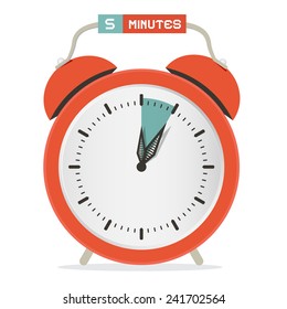 Five Minutes Stop Watch - Alarm Clock Vector Illustration 