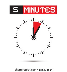 Five Minutes Stop Watch - Clock Vector Illustration
