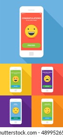 Five mobile application smiles set collection.