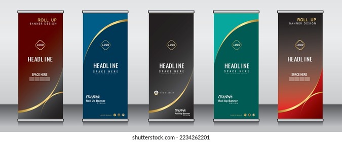 fünf moderne Design-Vorlage für Roll-Up-Banner.eps10

