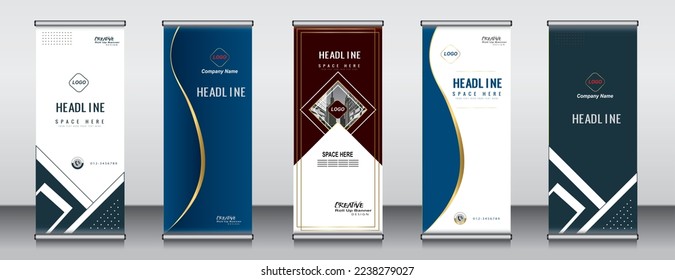 fünf moderne Roll-up-Banner-Designvorlage