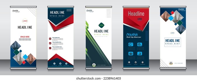 fünf moderne Roll-up-Banner-Designvorlage