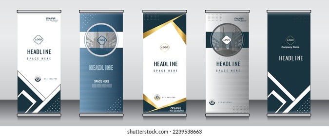 fünf moderne Roll-up-Banner-Designvorlage