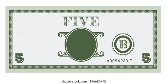 Five money bill image. With space to add your text, information and image. 