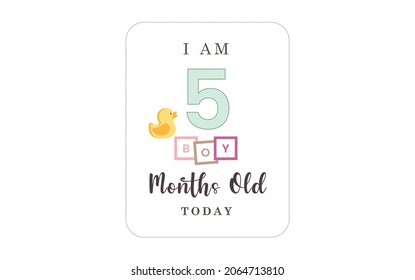  I am five months old today. greeting card, vector illustration design
