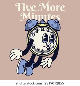 Five More Minutes With Clock Groovy Character Design