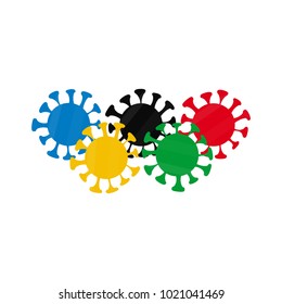 five multi-colored icons of viruses