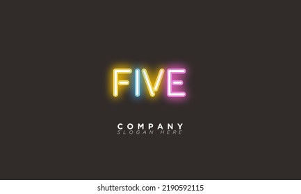 FIVE Neon Alphabet letters Initials Monogram logo 
