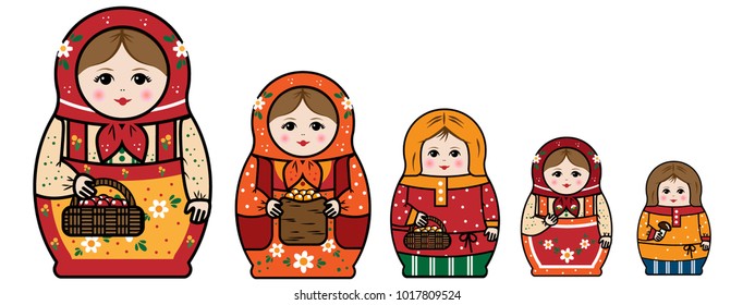 
Five nested dolls matreshka