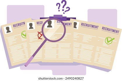 The five new employee documents were examined using a magnifying lens